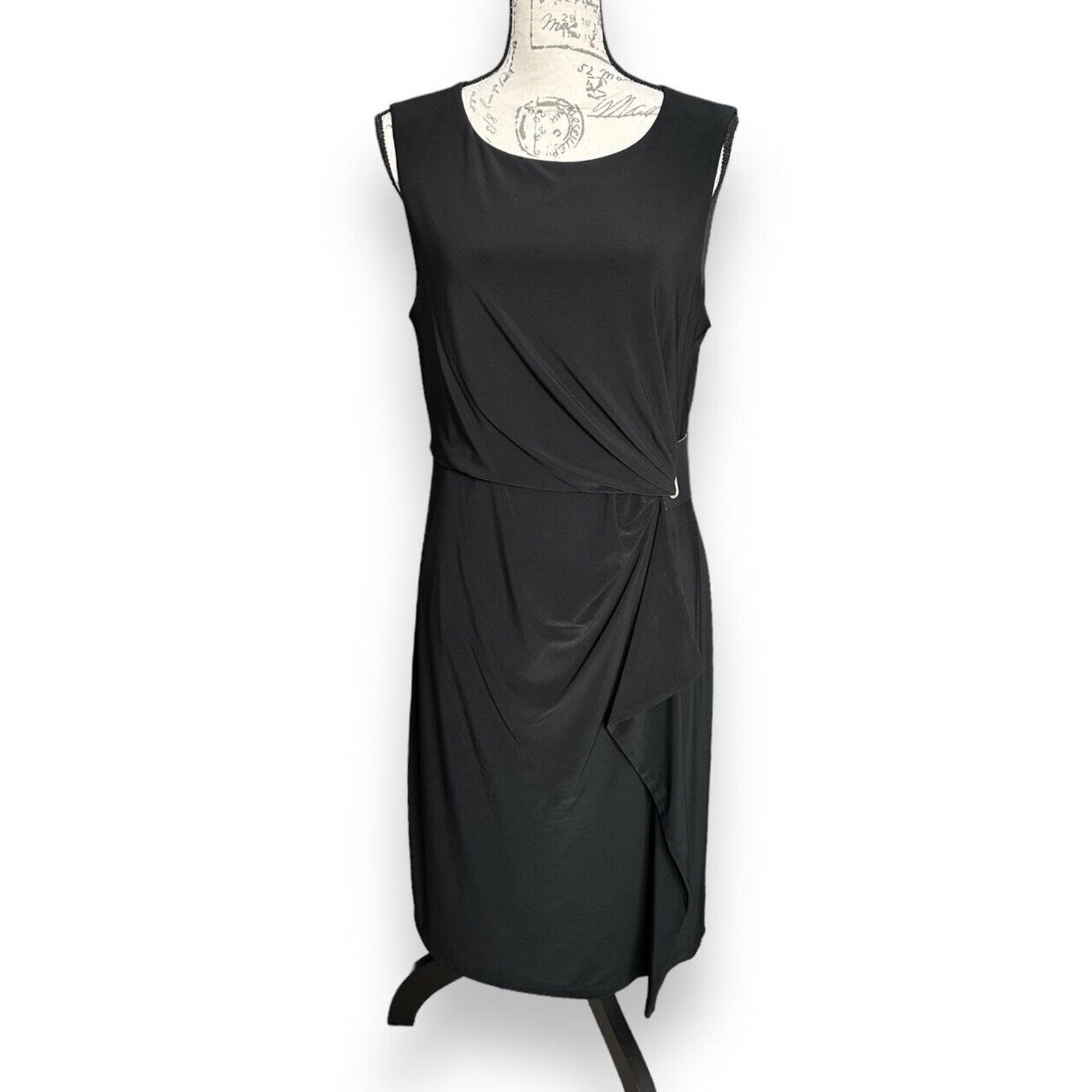 Nwot Tommy Hilfiger Belted Tank Gathered Waist Stretch Tank Black Dress 12